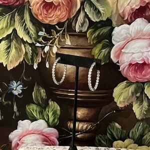 Elegant Inside Outside CZ Hoop Earrings